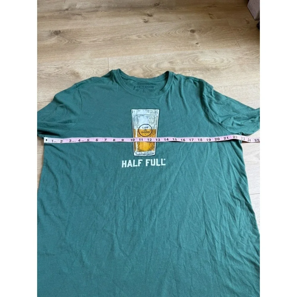 EUC Men Life Is Good crusher lite long sleeve tshirt green half full beer size L